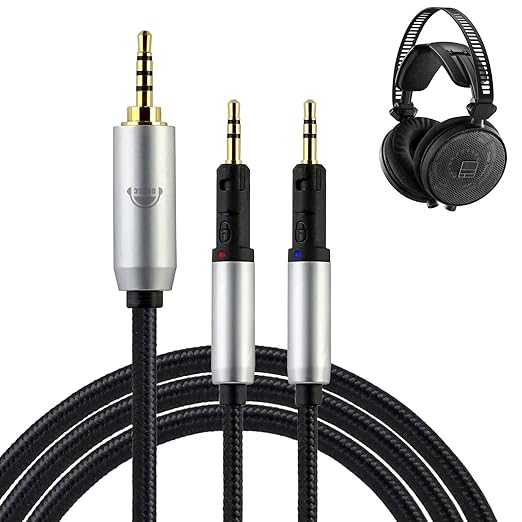 okcsc Replacement Cable for Audio-Technica ATH-R70X R70XA Headphones, 6.5FT Length, 4 Core Braid OFC, 2.5mm Balanced Plug