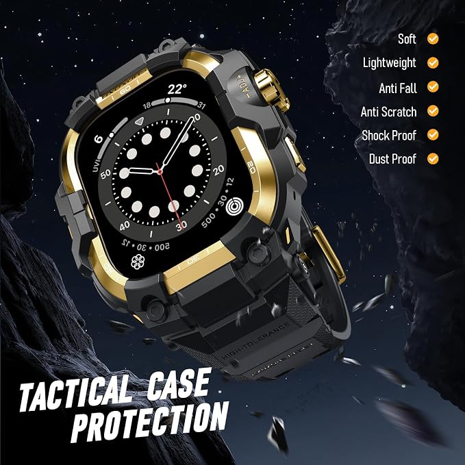 BXUXOHS Rugged Case and Band for Apple Watch 44mm Men, Compatible with Apple Watch SE 3/SE 2nd Generation/SE/Series 6/5/4, Military Grade Shockproof Bumper Cover,Tactical Band Case for iWatch 6/5/4/SE