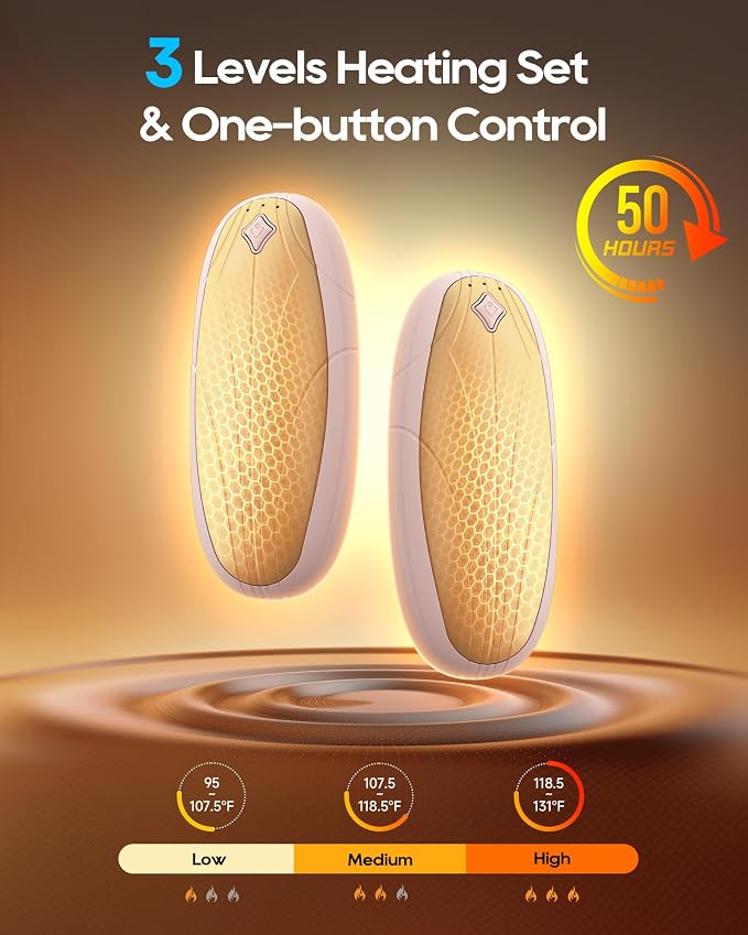 Hand Warmers Rechargeable 2 Pack, 14000mAh Electric Hand Warmers with Wireless Charging Case, AI Chip 3 Heat Settings Up to 50-Hour Portable Pocket Heater, Gifts for Christmas, Camping, Hunting, Golf