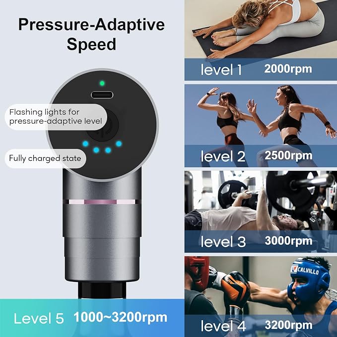 arboleaf Massage Gun Deep Tissue with Metal Head, Full-Metal Electric Portable Hand Held Massager Gun with Case for Back, Body Sore Muscles, Pain Relief, Office, Home, Athletes
