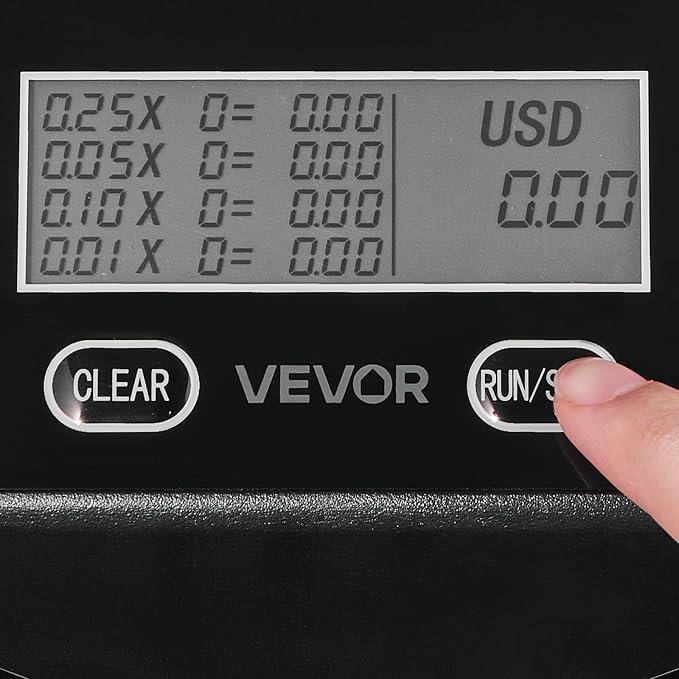 VEVOR USD Coin Sorter, Coin Counter Machine for ¢1 ¢5 ¢10 ¢25 Coins, LCD Screen Display, Coin Sorter and Wrapper Machine with Thicker Coin Tubes and Tray, Holds up to 200 Coins