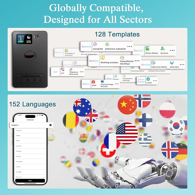 AI Voice Recorder, Transcribe & Summarize with Deep AI Analysis, Support 152 Languages, App Control, AI Noise Cancellation, Upgraded Built-in MagSafe, 64GB Audio Recorder for Meetings, Lectures, Call