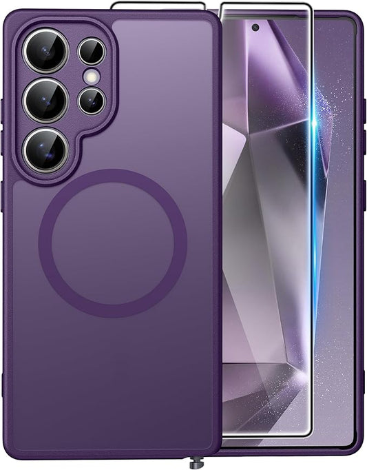 FNTCASE for Samsung Galaxy S24 Ultra Case: [Fit for Magsafe] [Full Camera Protection] Translucent Matte Cases with [Screen Protector] Military Grade Shockproof Protective Phone Cover