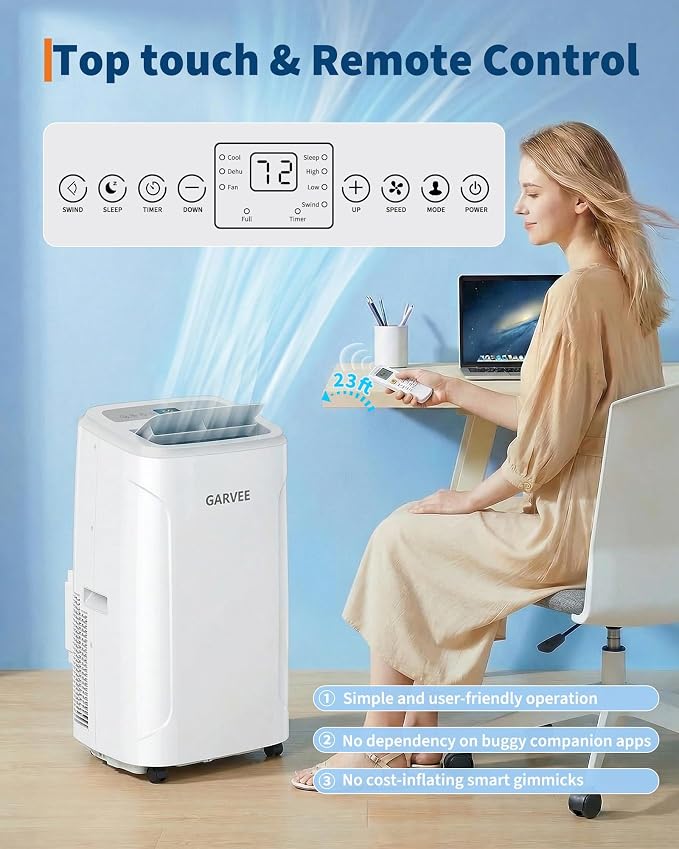 Garvee Portable Air Conditioners 14000 BTUs,1400W 850 Sq.Ft CEER 7.83