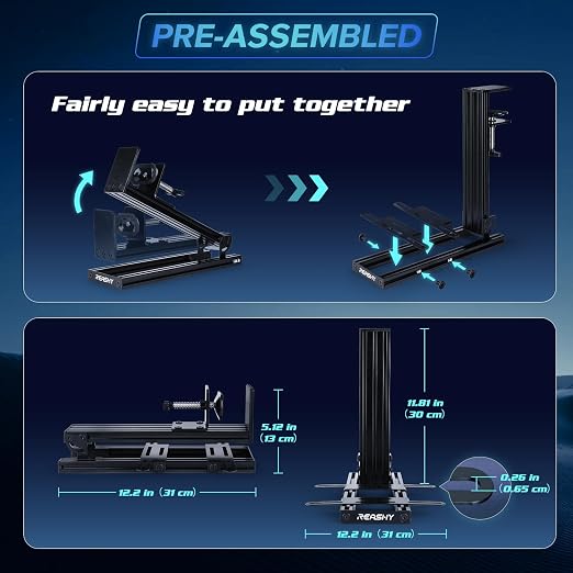 Reashy Hotas Mount, Joystick Mount, Aluminum Flight Stick Desk Mount for Logitech X56, X52, X52 Pro, Thrustmaster T.1600M, TCA, T.Flight Hotas One, 4, X, Airbus, VKB Gladiator Nxt
