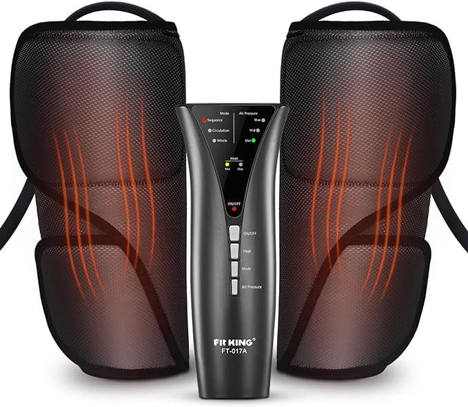FIT KING Air Compression Leg Massager with Heat - Great Gift for Wife Mom Dad