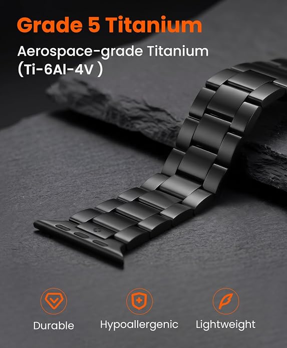 Grade 5 Titanium Band for Apple Watch Ultra 3/2/1 49mm & Series 11/10 46mm, No-Tool Adjustable with Small Links, DLC Anti-Scratch Butterfly Clasp Metal Strap for Men,CRNS03-PRO
