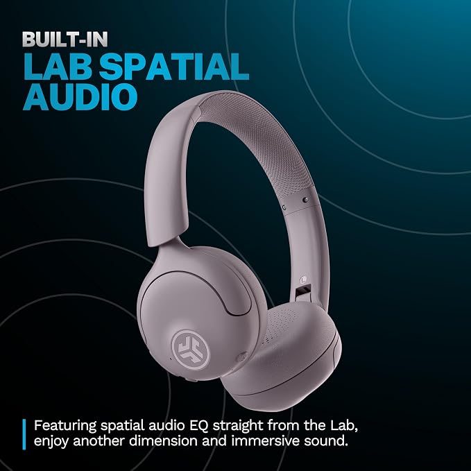 JLab, Go Lux ANC, On Ear Headphones, Active Noise Cancelling, Bluetooth, MultIPoint Connection, Mauve