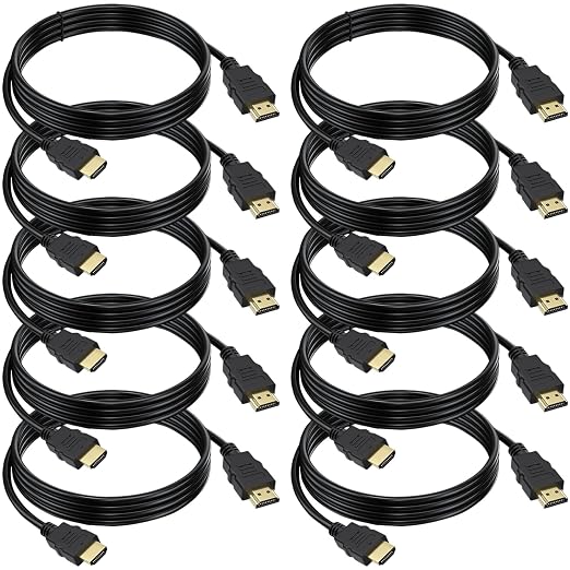 HDMI Cable 10 FT 10-Pack, Multipack 4K HDMI 2.0 Cable 10 FT, Shielded HDMI Computer Monitor TV Cable for TV PS4 PS5 Xbox Computer Monitor and More-High Speed HDMI Cord Support HDCP 2.2, HDR, 3D, ARC