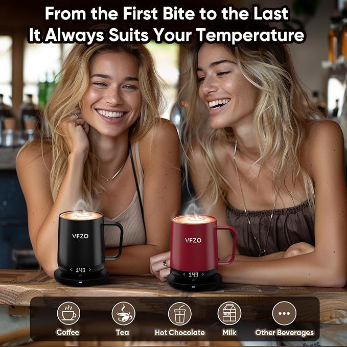 Smart Mug,Self Heating,Temperature-Controlled, Self-Heating Coffee Mug.LED Real-time Temperature Display. 180 Minutes Maximum Battery Life.Smart Coffee Cup(12oz, Ivory)
