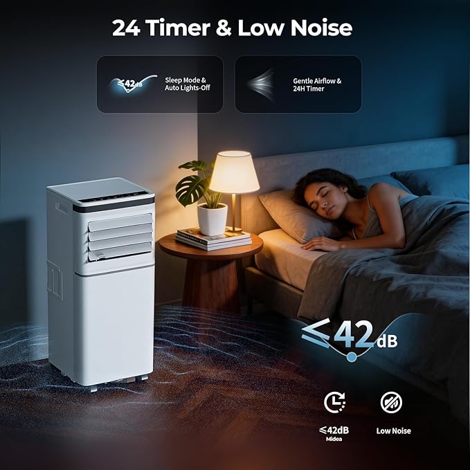 Antarctic Star 8000BTU Portable Air Conditioner 3-in-1 with 24H Timer，Sleep Mode, Dehumidifier, 2 Fan Speeds, Fast Cooling AC Unit with Remote, Digital Display for Home/Office