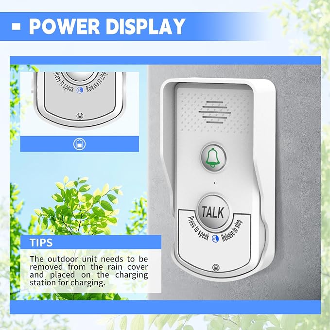 Doorbell Intercoms System for Home, 2 Way Room to Room Door Intercom Wireless with Long-Lasting Rechargeable System, Communication Devices for House Office Classroom with FCC/CE Certified