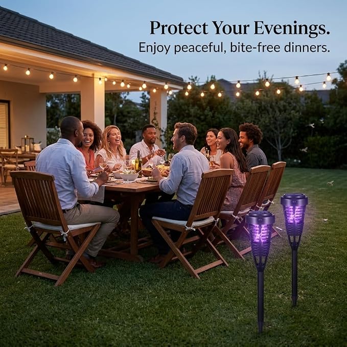 2026 4Pack Mosquito Repellent Outdoor Patio Solar Bug Zapper Outdoor,Mosquito Trap to Repel Gnat Small Flying Insect,Solar Fly Zapper for Backyard,Garden,Patio,Waterproof Mosquito Zapper for Outside