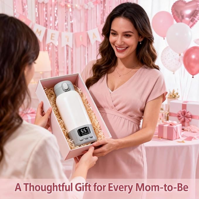 17oz Portable Bottle Warmer for Travel, Milk Warmer, Portable Water Warmer for Breastmilk & Formula, Bottle Warmer On The Go, Fast and Even Heating, Leakproof, with Adapter