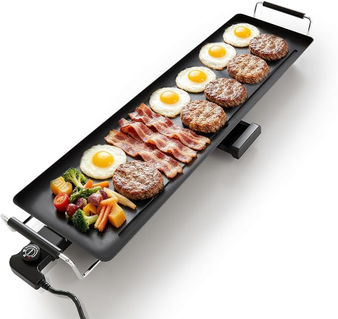 AEWHALE Electric Griddle Nonstick Extra Large-35" Teppanyaki Grill BBQ with Adjustable Temperature &Insulated Handles