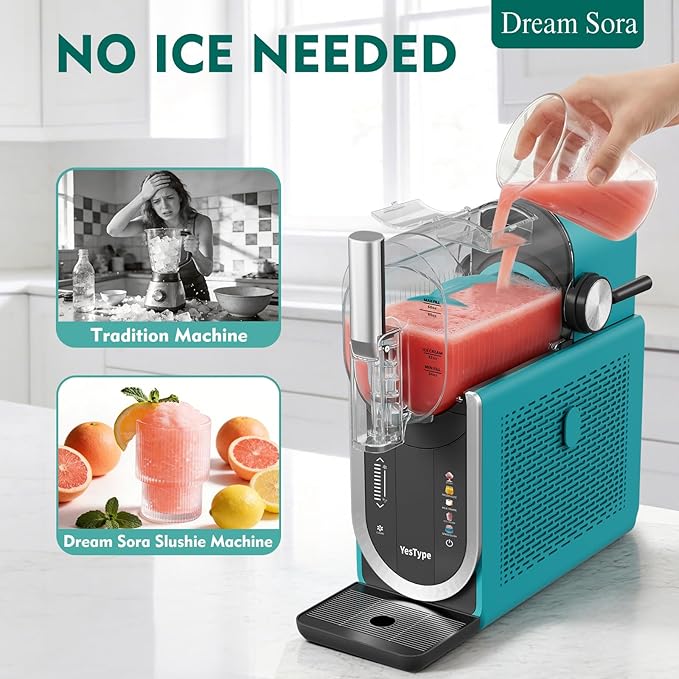 Slushie Machine for Home, No Ice Needed Margarita Machine & Slushy Machine, 5 Preset, Rapid Freezing, Self-Cleaning, 66oz Slushie Maker for Frappes, Spiked Slush, Ice Cream, Dark Green