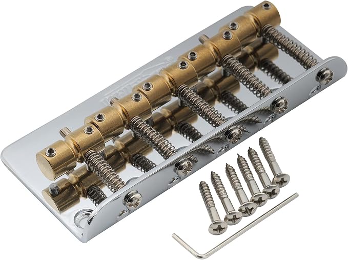 Wilkinson WBBC5 18mm 5-String Bass Bridge Brass Saddles for Precision Jazz Bass, Chrome