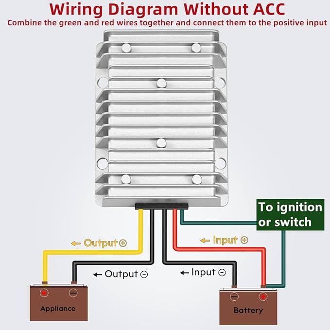 Acc Control 30A 360W DC 24V 48V 36V to 12V Step Down Converter Volt Golf Cart Voltage Reducer Regulator Buck Transformer Waterproof with Fuse