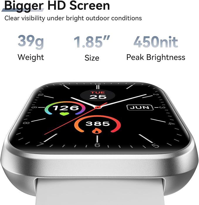 Hingso Smart Watch for Android Phones/iPhones, 1.85" HD Smart Watches for Women Men with Heart Rate/SpO2/Sleep Monitor, 3ATM Waterproof Fitness Tracker Watch with 120 Sport Modes, Health Tracker