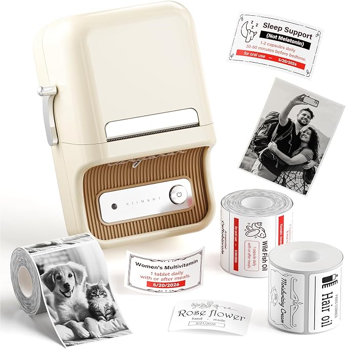 NIIMBOT B21 Pro Label Maker, 300DPI HD Label Printer, Ideal for Photos,Study Graphics, Stores,Notes,Small Business, Comes with 3 Rolls of Labels