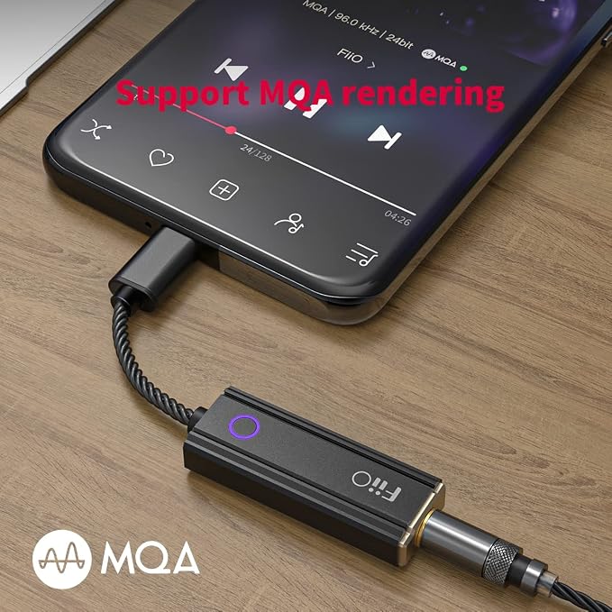 FiiO JadeAudio KA1 Headphone Amps Tiny Amplifier USB DAC High Resolution Lossless for Smartphones/PC/Laptop/Players(Lightning, Black)