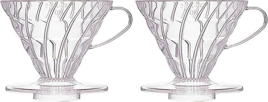 Hario V60 Plastic Coffee Dripper, 02, Clear (Pack of 2)
