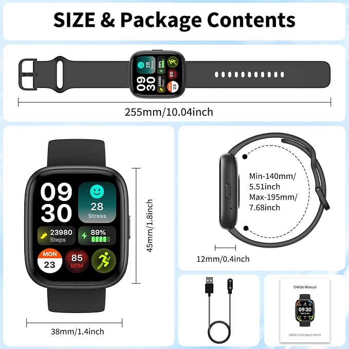 2026 Upgraded Smart Watch Alexa Built-in【1.83" HD Touchscreen】【BT5.3 Call, 100+ Sports Modes & IP68 Waterproof】 Fitness Tracker 24/7 Heart & Sleep Monitor for Android iOS Men Women