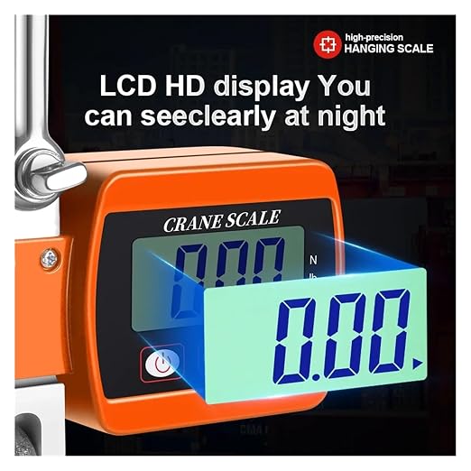 500Kg Digital Crane Scale Portable Hanging Heavy Duty 300Kg LCD Backlight Industrial Hook Scales Unit Change(300kg Orange)