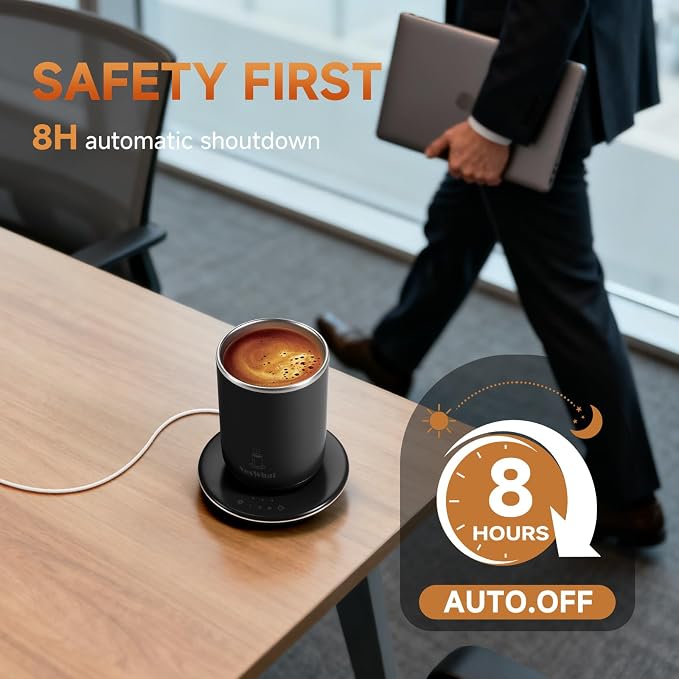 Self Heating and Stirring Coffee Mug，10 oz Temperature Control smart Mug | Electric Coffee Cup for Desk Auto Shut Off Warming Mug Gifts for Coffee Lovers