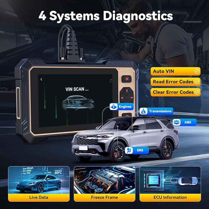THINKCAR Scanner THINKSCAN 662 OBD2 Scanner + Universal 16 Pin Male to Female OBD2 Extension Cable