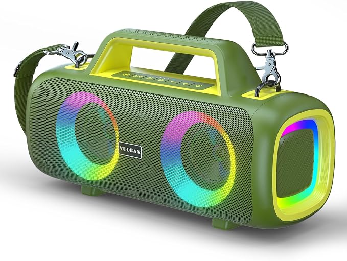 Portable Bluetooth Speaker 140W, Loud Wireless Speaker with 2 Subwoofers & Bass Boost, IP65 Waterproof Outdoor, 12000mAh Battery 24H Playtime, RGB Lights, TF/AUX/Mic Input for Home, Party, Outdoor