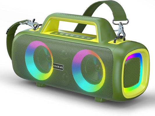 Portable Bluetooth Speaker 140W, Loud Wireless Speaker with 2 Subwoofers & Bass Boost, IP65 Waterproof Outdoor, 12000mAh Battery 24H Playtime, RGB Lights, TF/AUX/Mic Input for Home, Party, Outdoor