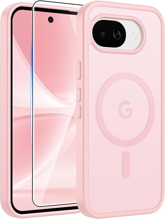 FNTCASE for Google Pixel 10a Case: [Compatible with Magsafe] Translucent Matte Cases with [Screen Protector] Military Grade Shockproof Protective Magnetic Phone Cover for Pixel 10A - Light Pink