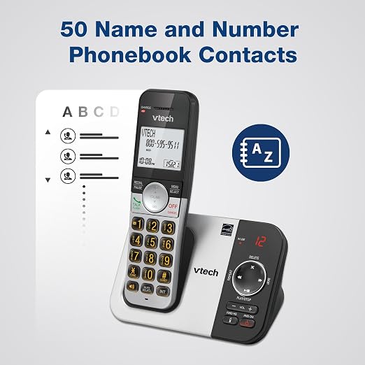 VTech Cordless Phone System with 5 Handsets — Big Buttons, Large Backlit Display, Answering Machine, DECT 6.0, Whole-Home Coverage, Intercom, Easy to Use | VG232-5