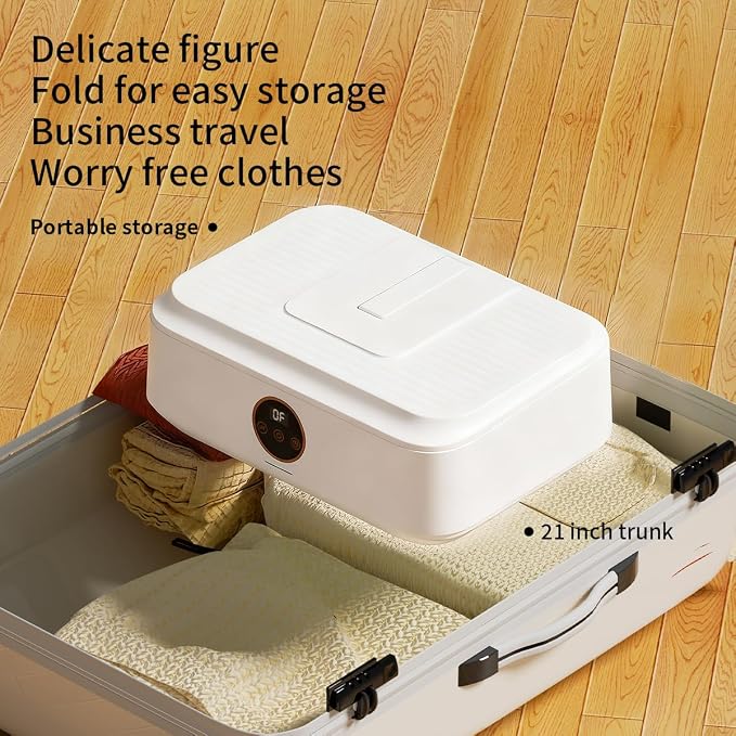 Portable Clothes Dryer Mini Dryer for Apartment RV Travel Dorm Portable Laundry Dryer Small Compact With Fast Drying Adjustable Timer Quiet Operation Remote Control-White