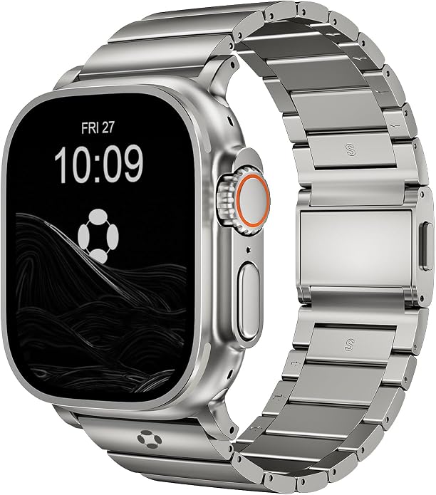 Grade 5 Titanium Band for Apple Watch Ultra 3/2/1 49mm & Series 11/10 46mm,Dual Magnetic Clasp with Adjustable Small Link,Scratch Resistant & Premium Color Matched Metal Band for Men,CRNS02