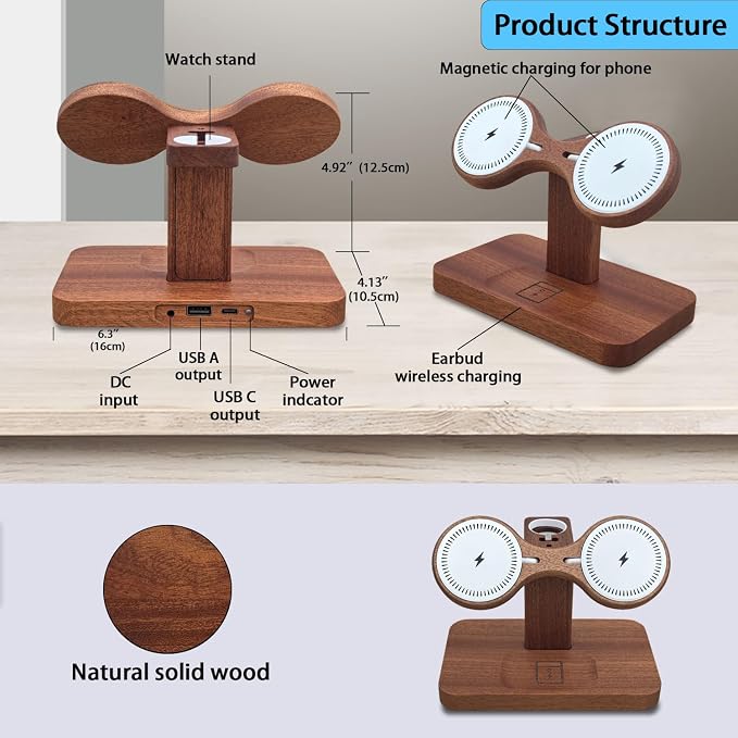 3 in 1 Wireless Charging Station for Apple Devices 24W Dual Phone Charging Station for 2 iPhone 17 16 15 14 13 12 Series iWatch 11 10 9 8 7 6 5 4 AirPod Magnetic Wireless Phone Charger Stand