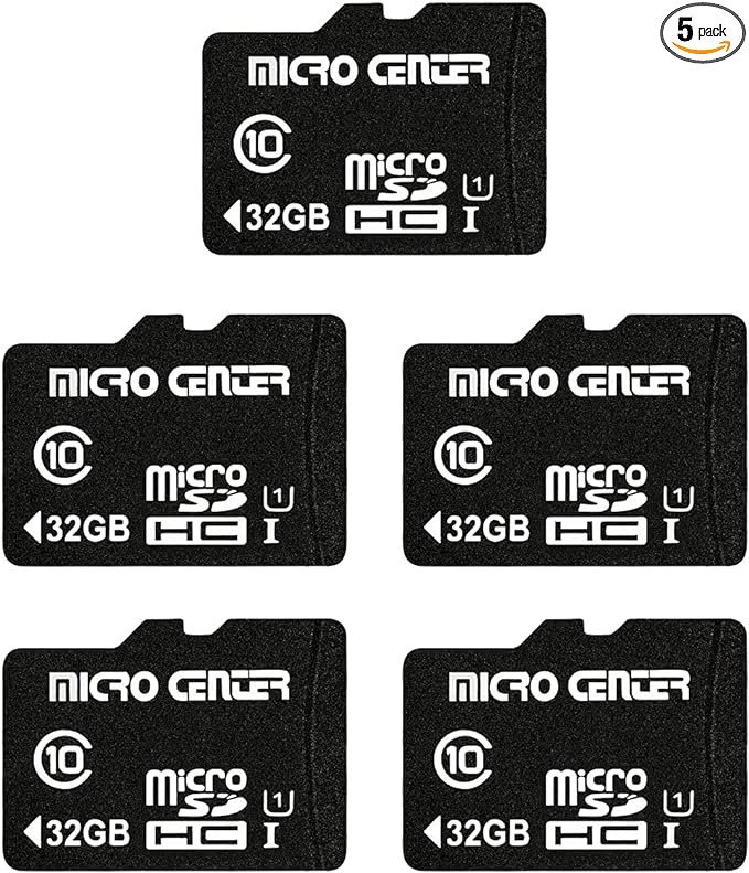 Micro Center 32GB Class 10 MicroSDHC Flash Memory Card with Adapter for Mobile Device Storage Phone, Tablet, Drone & Full HD Video Recording - 80MB/s UHS-I, C10, U1 (5 Pack)
