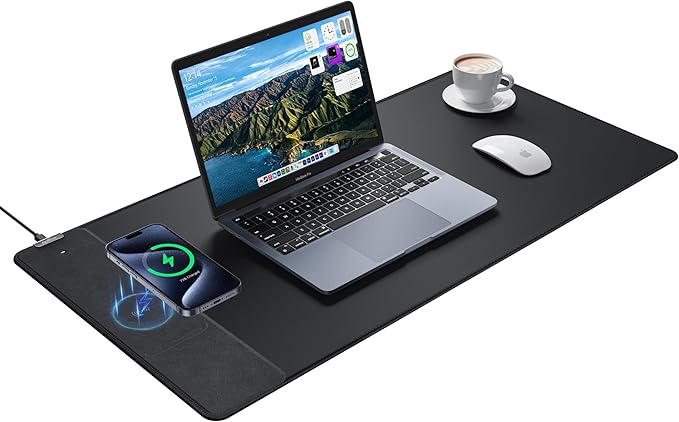 ExtreLife Wireless Charging Mouse Pad, Gaming Mouse Pad with Ultra-Smooth Surface, 31.5”x15.75” Large Desk Mat, Non-Slip Rubber Base, Waterproof Computer Keyboard Pad for Gaming, MacBook, Laptop, Desk