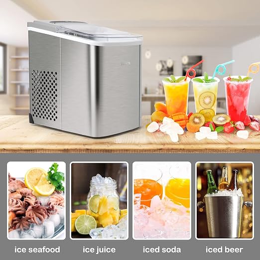 Countertop Ice Maker - 26lb Ice Daily, Large/Small Ice Option, Easy to Clean, Perfect for Home, Office, Party & Patio