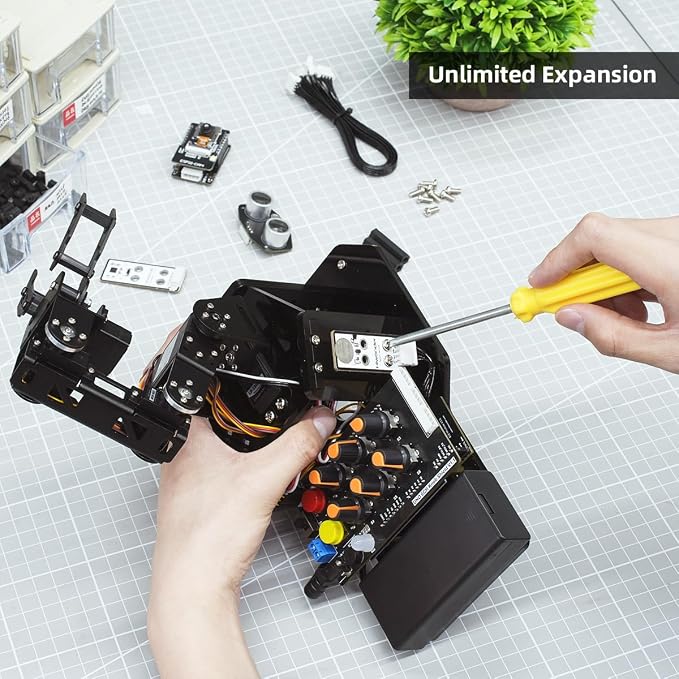 Robotic Arm with Arduino 5DOF/Axis AI Smart Robot Arm Open Source STEM Educational Building Robotics & Engineering Kits, Science/Coding/Programming Set, miniArm Standard Kit