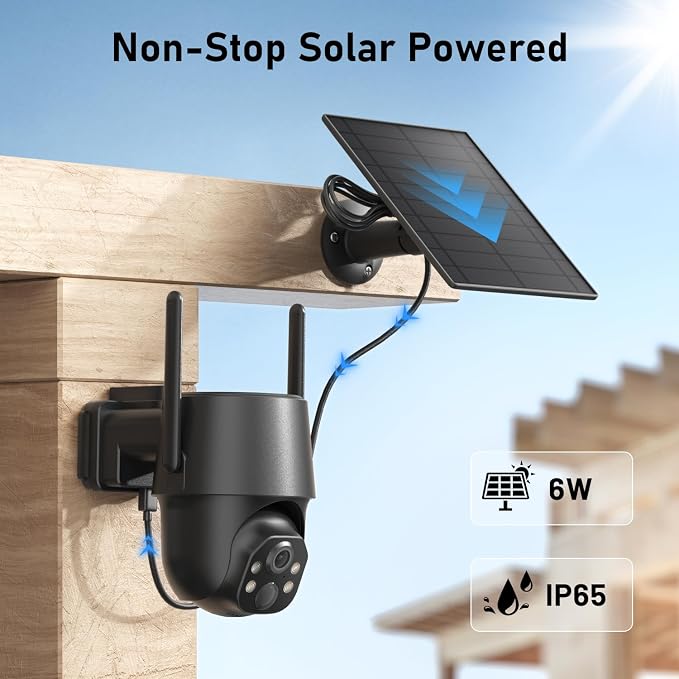 SEHMUA No WiFi Security Camera, 4G LTE Cellular Security Cameras Outdoor Wireless, Built-in SIM Card, Solar Powered, 2K Color Night Vision, 360°View, Instant APP Alerts, IP65