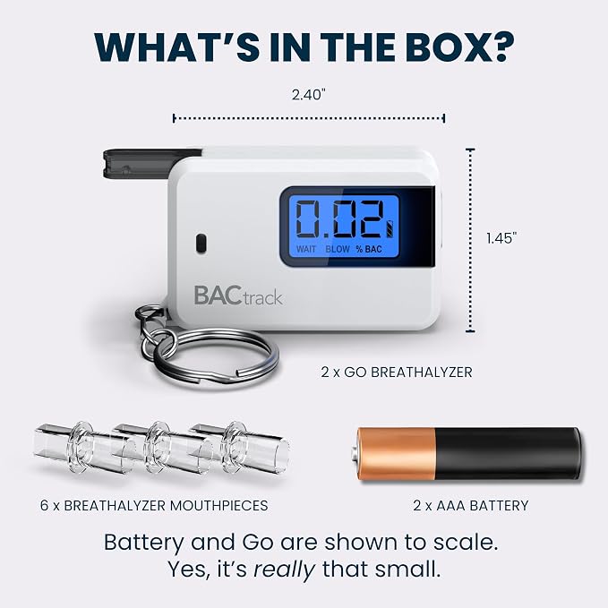 BACtrack Go Keychain Breathalyzer - White (2 Pack) | Ultra-Portable Pocket Keyring Alcohol Tester for Personal Use