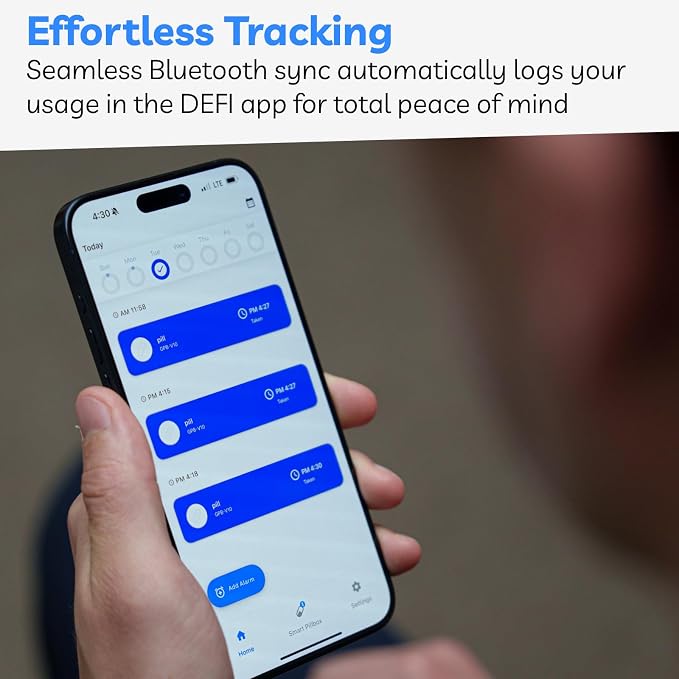 DEFI Smart Pill Bottle | Bluetooth Pill Organizer, Travel Medication Organizer & Daily Pill Case, Portable Medicine Holder for Vitamins & Supplements | Sound & Light Reminder App