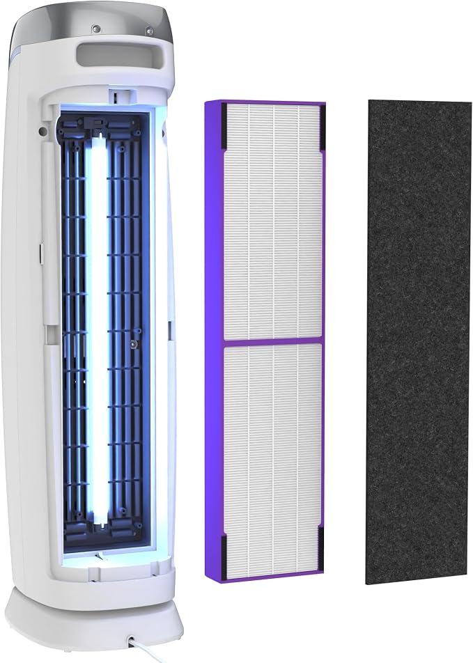 GermGuardian Air Purifier with Genuine HEPA 13 Pet Pure Filter, Removes 99.97% of Pollutants, Covers Large Rooms up to 915 Sq. ft. in 1 Hour, UV-C Light Helps Reduce Germs, 28", White, AC5250WPT