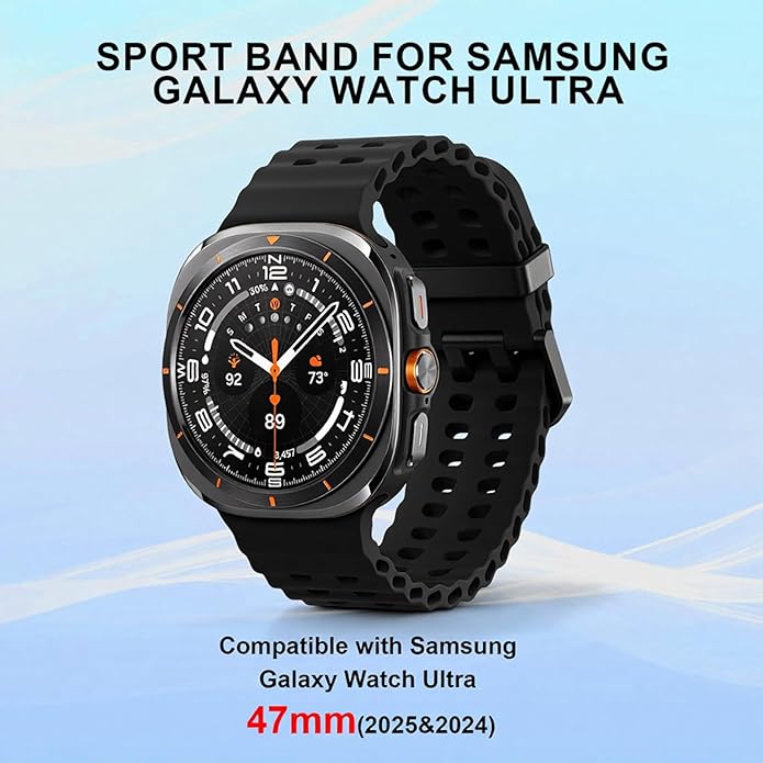 6 Pack Marine Silicone Band for Samsung Galaxy Watch Ultra Bands 47mm Men/Women,With 6 Protective Cases & Storage Bag,Waterproof Soft Sport Strap Compatible with Samsung Watch Ultra Band