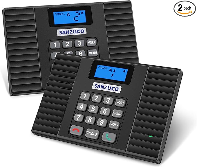 60D Intercoms Wireless for Home, Full Duplex Intercom System for House/Business, 1400ft Intercoms Hands-Free Real-Time Talk, Expandable to 18 Stations, Group Call & Auto Answer (2 Stations)