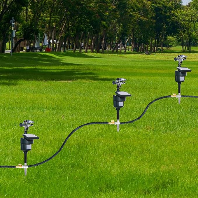 Motion Activated Sprinkler with Solar Panels Deter Animal Cat, Birds, Dogs Repellent Outdoor Lawn Motion Sensor Water Sprinkler for Garden