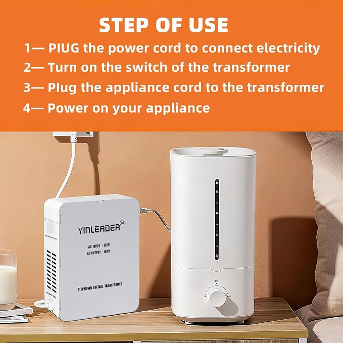 Yinleader 1500W US 120V to 100V JP Japan Voltage Converter Step Down Transformer Ideal for Japanese Electronic Devices(White)