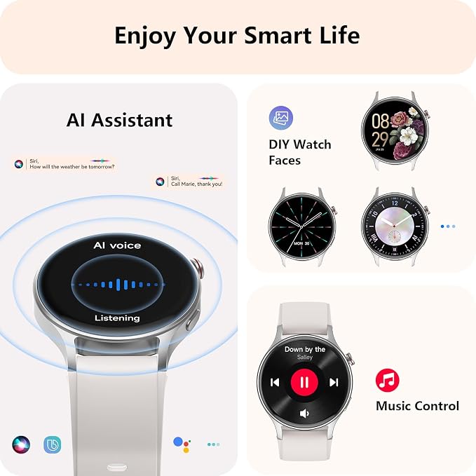 aeac Smart Watch for Women, AMOLED Ultra-Clear Screen Activity Trackers with Heart Rate/Sleep/SpO2 Monitor, Smartwatch for iPhone/Samsung/Android, 110+ Sport Modes (Grey, S/M/L, Grey)